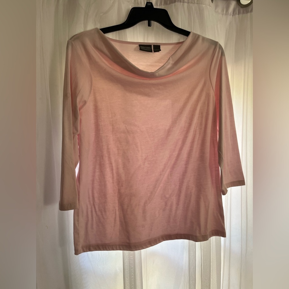 Women’s Pink Long Sleeve Pink Shirt Cowl Neck Additions Chicos Size Large 12/14